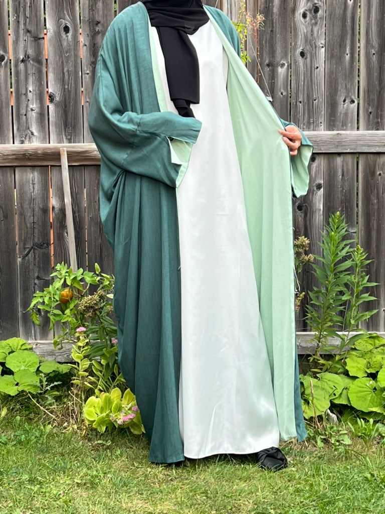 Reversible Open Linen Kimono Abaya - Apparels F M