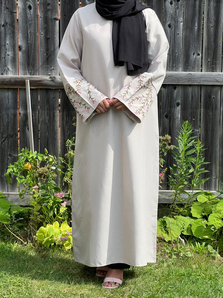 Floral Embroidery Abaya Dress - Apparels F M