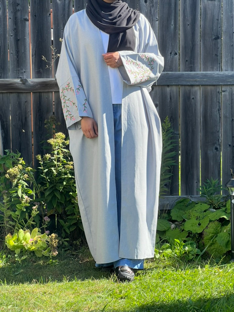 Vines Open Linen Abaya - Apparels F M