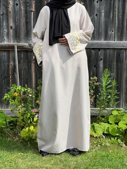 Floral Embroidery Abaya Dress - Apparels F M