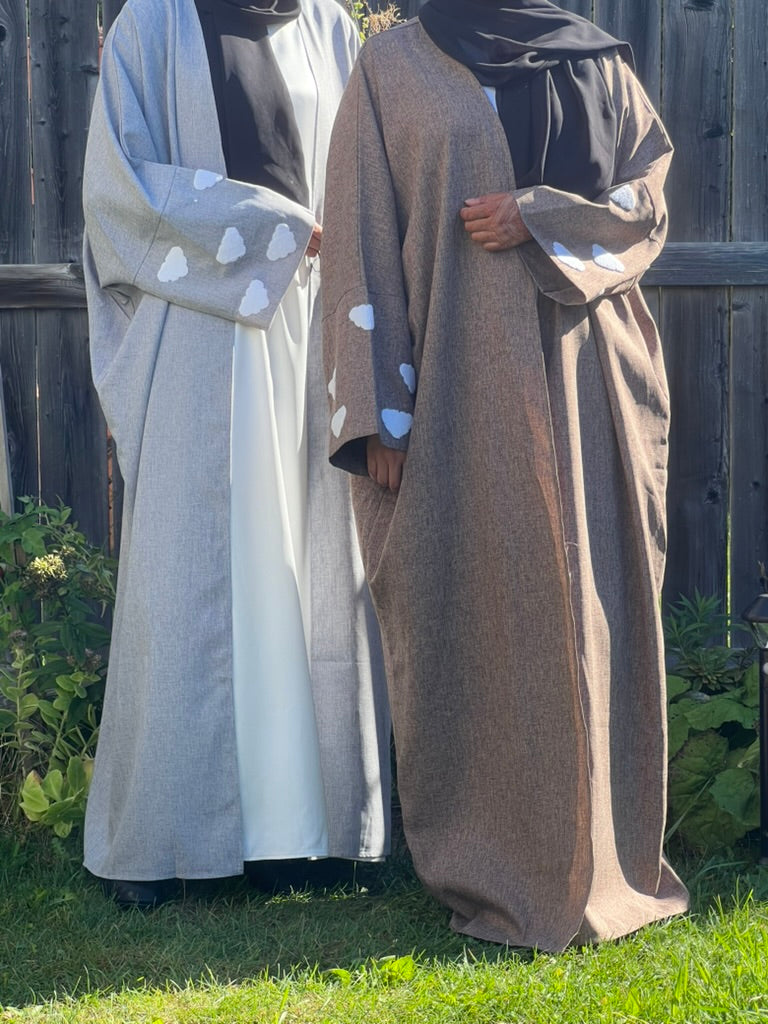 Clouds Open Linen Abaya - Apparels F M