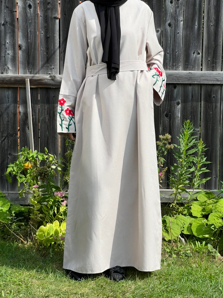 Floral Embroidery Abaya Dress - Apparels F M