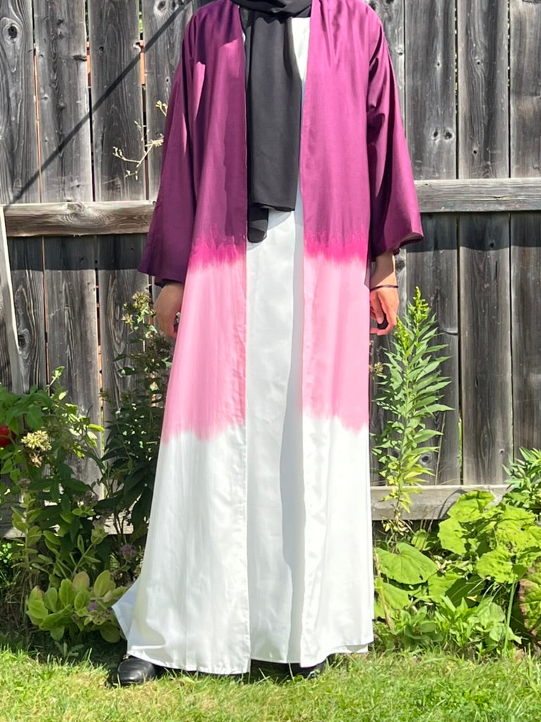 Gradient Open Silk Kimono Abaya - Apparels F M