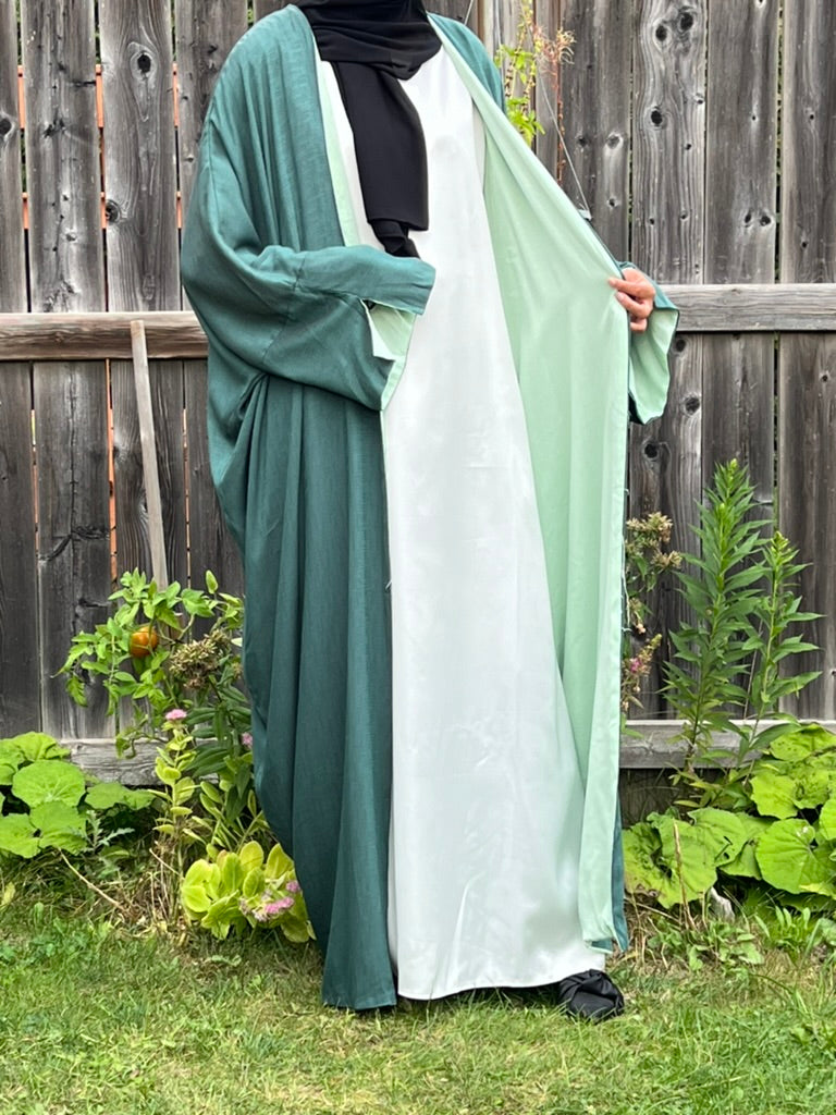 Reversible Open Linen Kimono Abaya - Apparels F M