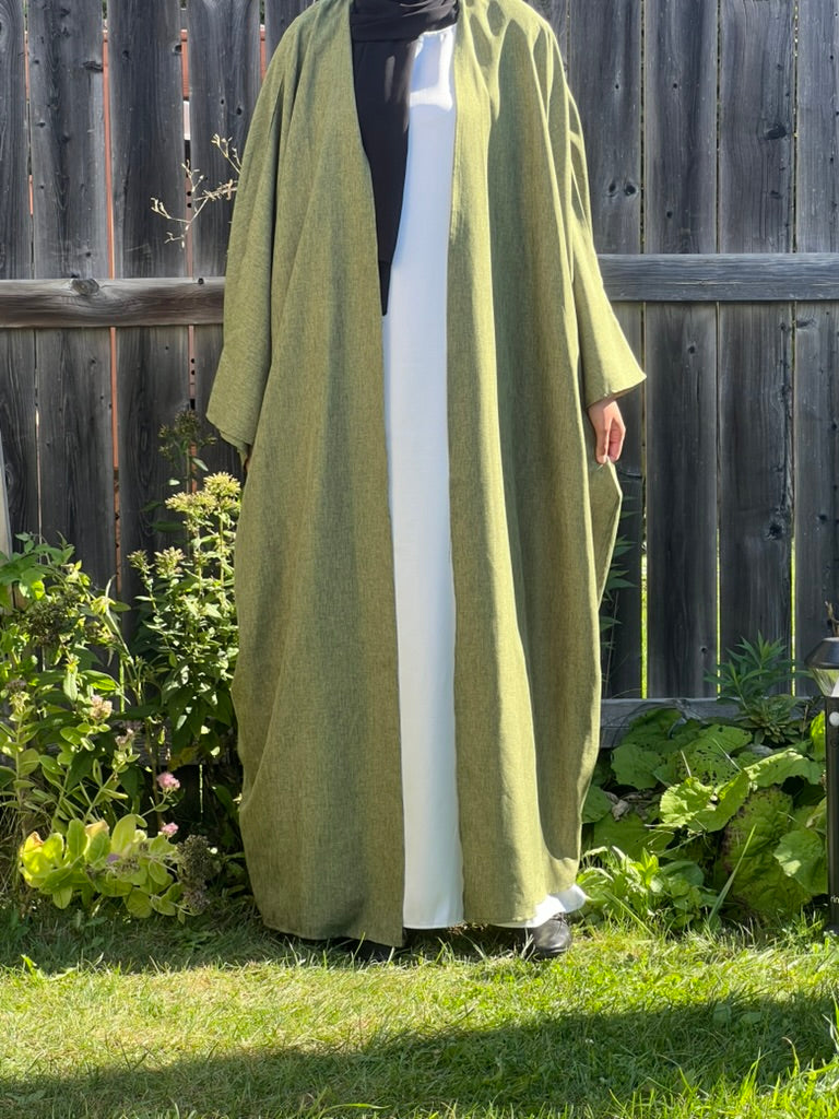 Turkish Style Open Linen Abaya - Apparels F M