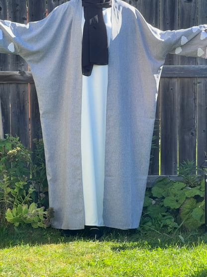 Clouds Open Linen Abaya - Apparels F M