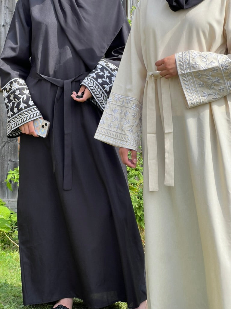 Blossoms Embroidery Abaya Dress - Apparels F M