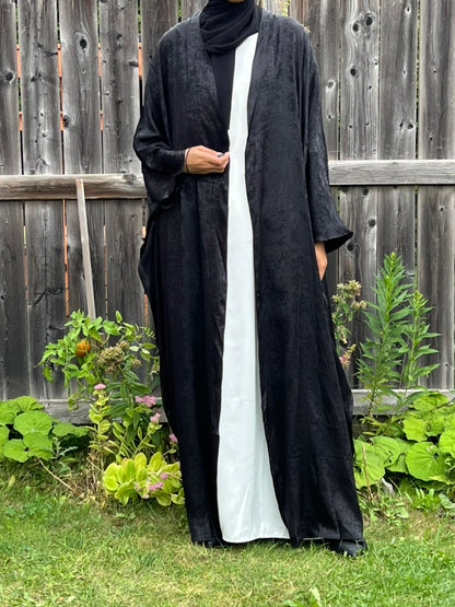 Shimmer Open Satin Kimono Abaya - Apparels F M